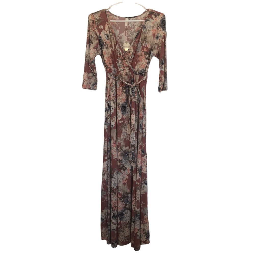 Floral maternity maxi dress pink blush size medium